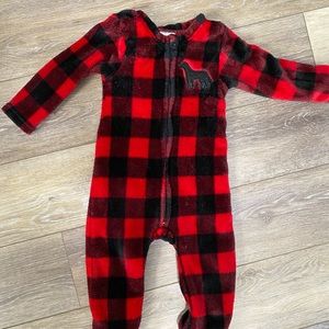 Buffalo Plaid Footie Dog Pajamas